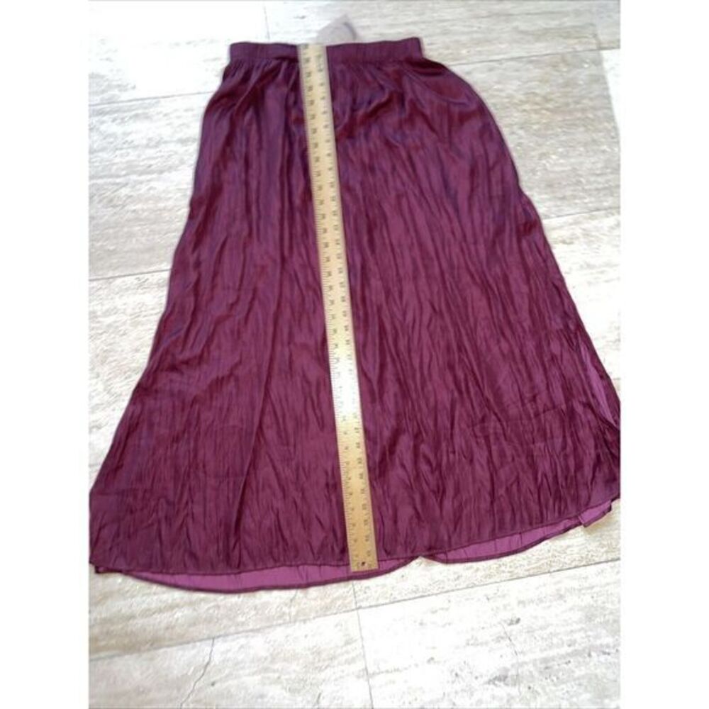 Kori America Satin Maxi Skirt Women Size M Burgundy NWT Side‎ Slits - Picture 5 of 9
